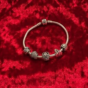 Pandora Silver Charm Bracelet with 5 charms